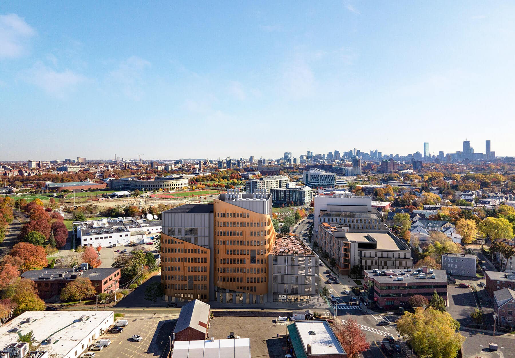 Aerial view of Allston Labworks campus 