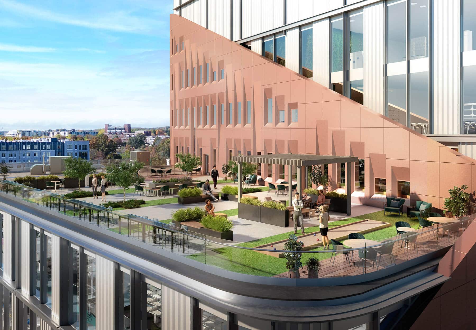 Upper terrace courtyard and green space